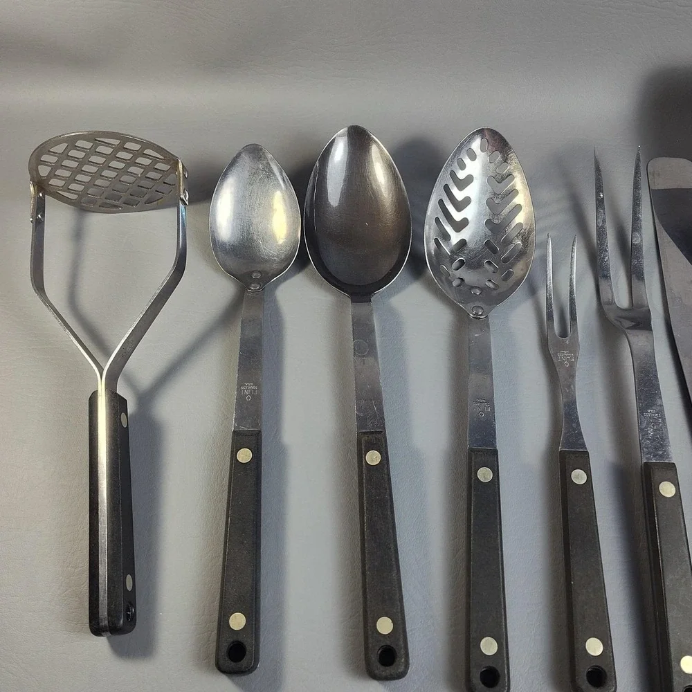 Vintage FLINT ARROWHEAD Stainless Steel Utensils SET Of 8 USA Spatula Spoons
